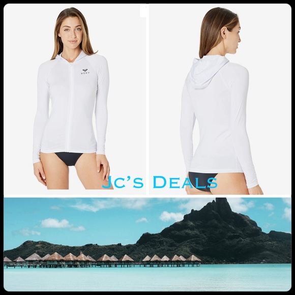 🔥 ROXY Essentials Long Sleeve Hooded Zip Rashguard for Women 🔥 - Picture 1 of 7